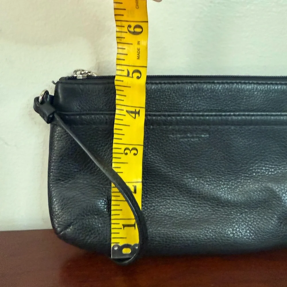 Coach Black pebbled Leather wristlet/wallet with exterior pocket